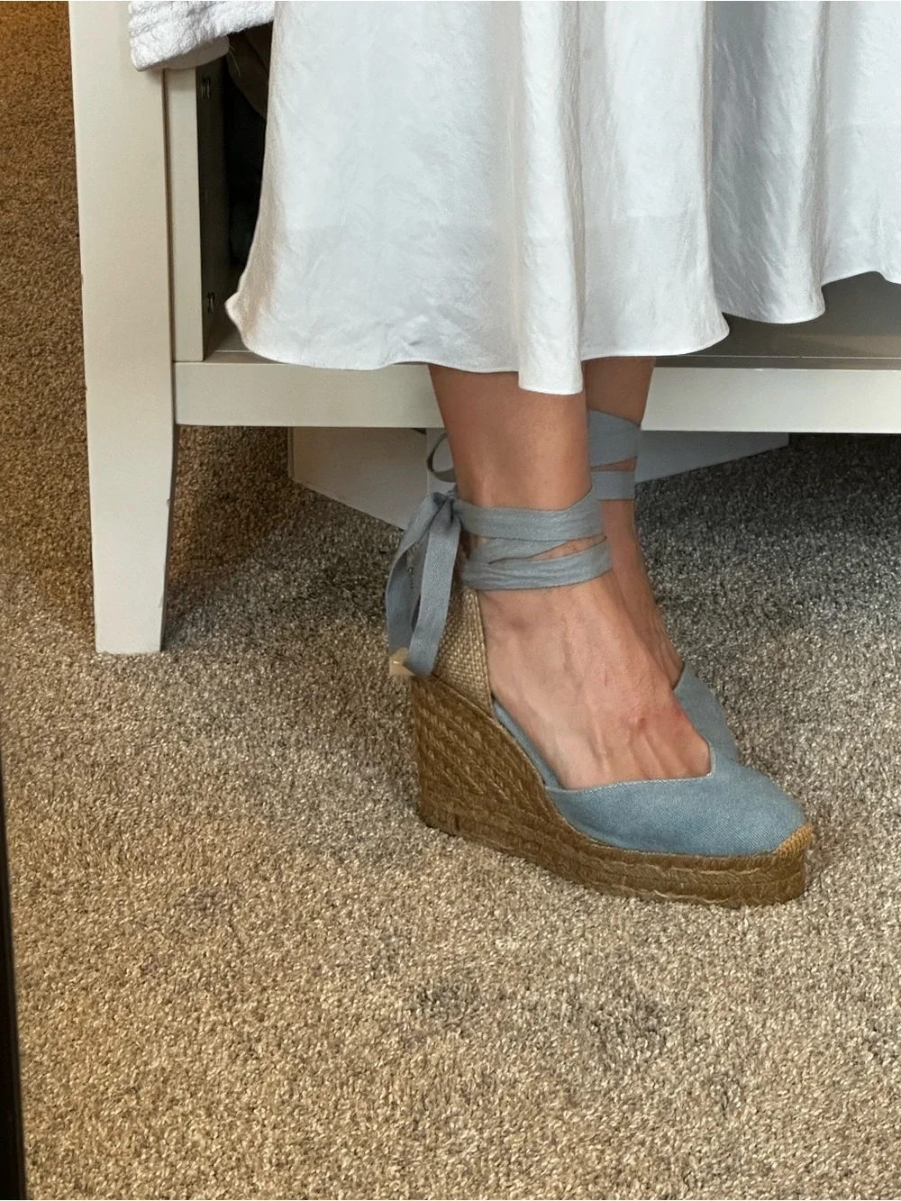 Castaner CHIARA T/8ED/002 37 (7 7.5) chambray denim  blue wedge espadrille